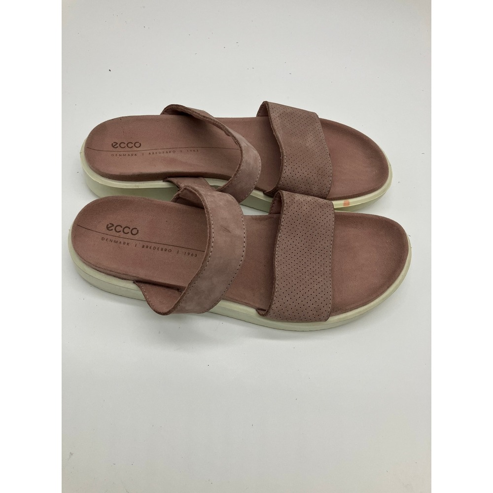 Ecco Womens Mauve Nubuck Leather Perforated Slide Sandals Size 39 US 8.5 8-8.5